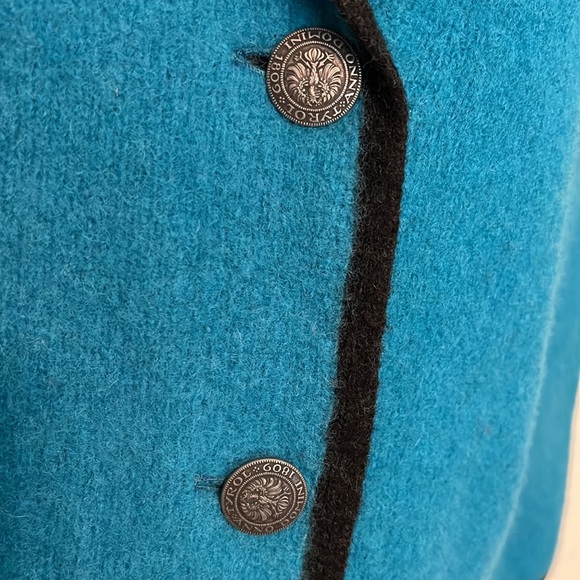 Stapf turquoise wool sweater metal buttons made in Austria, as is - Picture 6 of 16